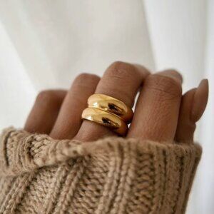 18k Gold Chunky Ring Thick Dome Ring Wide Ring Band Size 6, 7, 8, 9, or 10